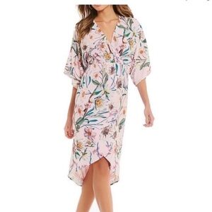 Gianni Bini Lara Pink Floral Kimono High Low Dress Size 12